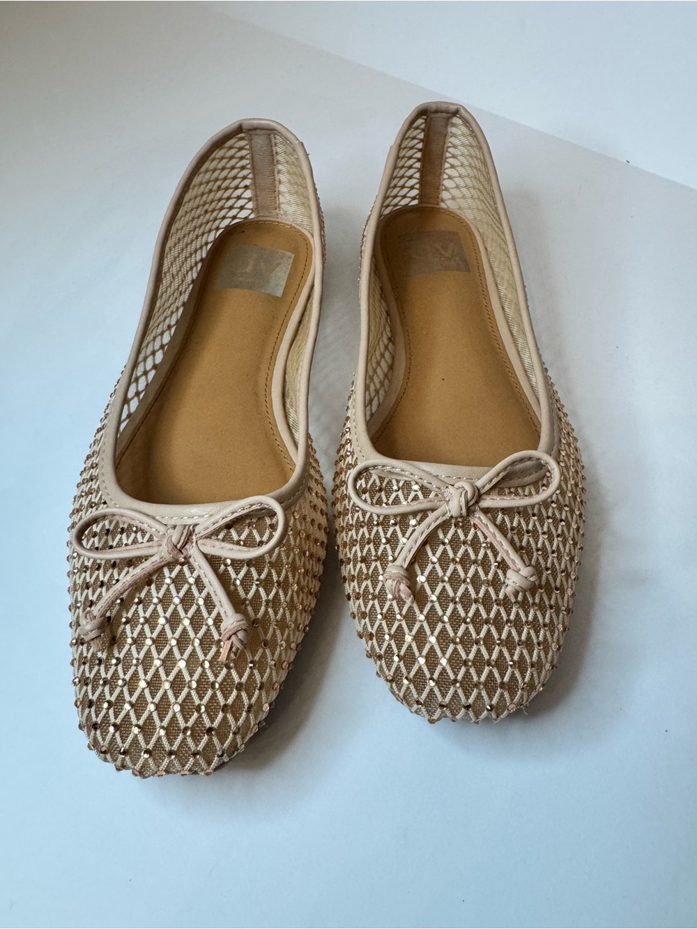 Dolce Vita Mesh Ballet Flats Nude Neutral Sparkle Slip On Size 7.5 - Picture 4 of 6